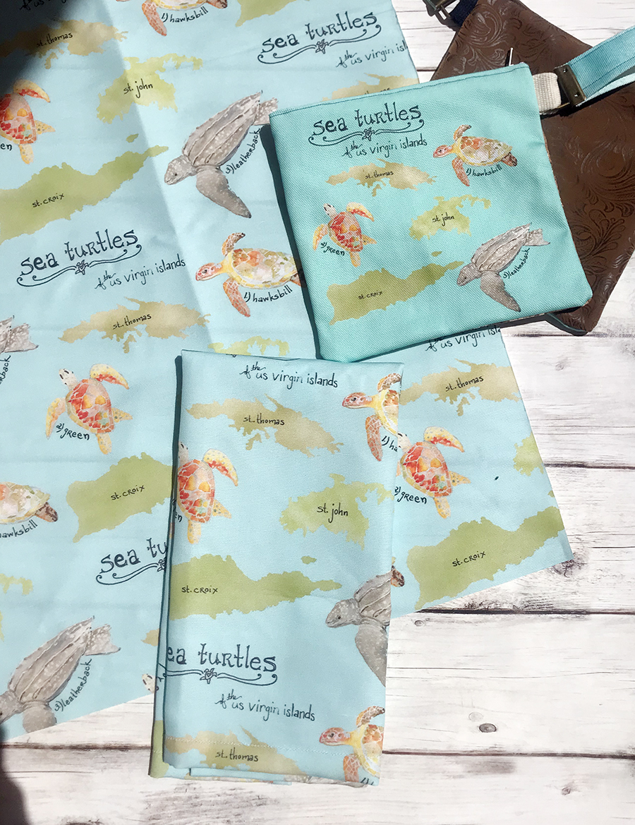 This sea turtle pattern shows all of the sea turtles found in the US Virgin Islands. A fun and educational kitchen dish towel!