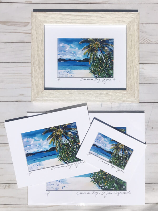 Cinnamon Bay Matted Watercolor Wall Art Print