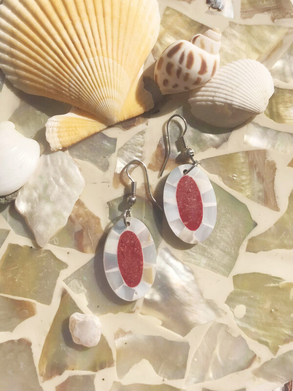 Red Coral Shell Earrings