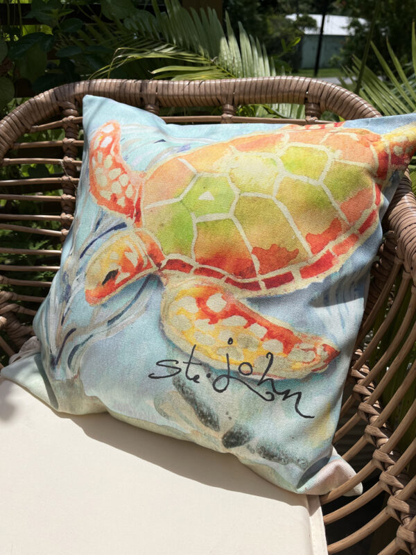 Colorful Outdoor Throw Pillows with Sea Turtle