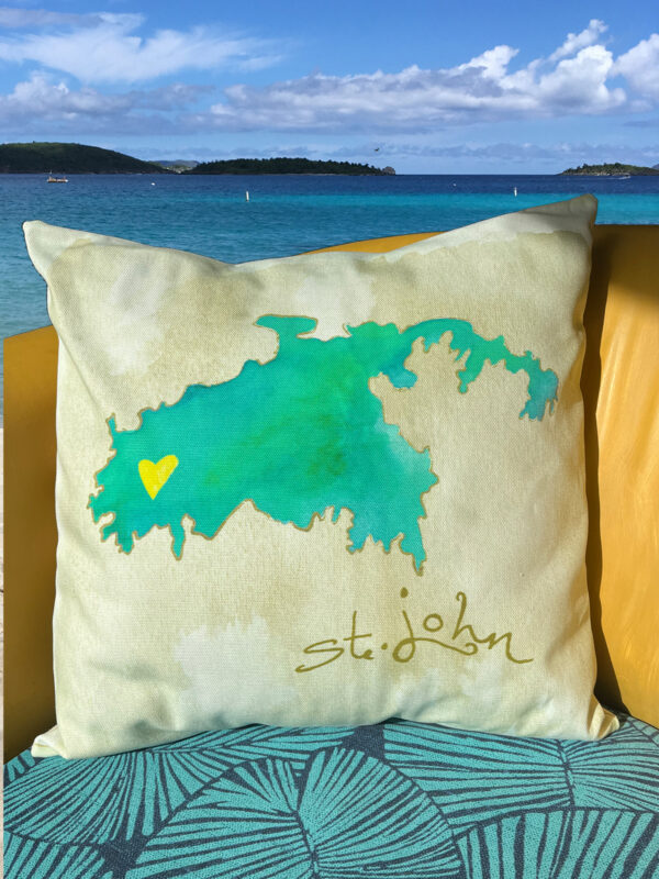 St. John Map Outdoor Pillow Cover