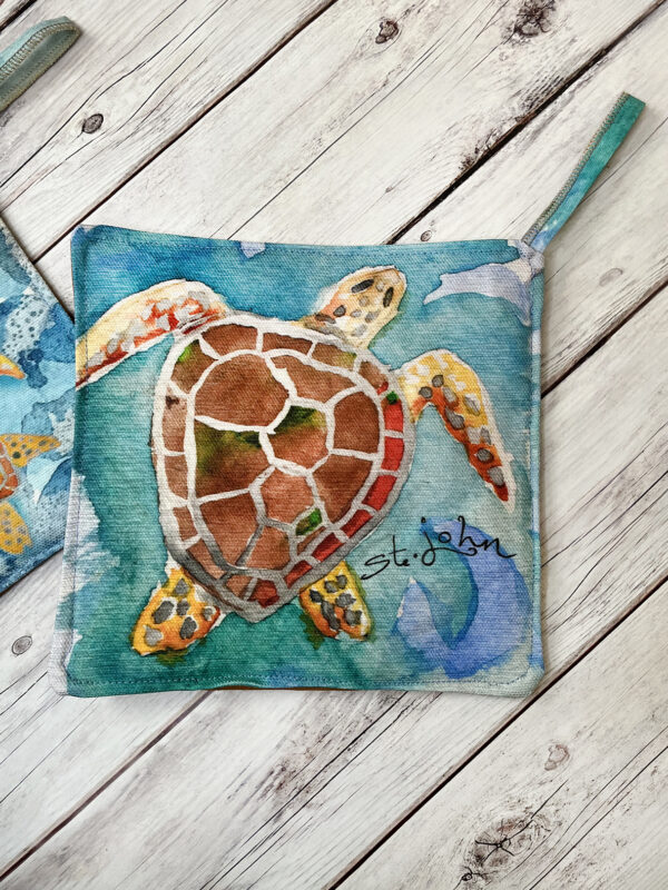 Blue Water Sea Turtle Potholder
