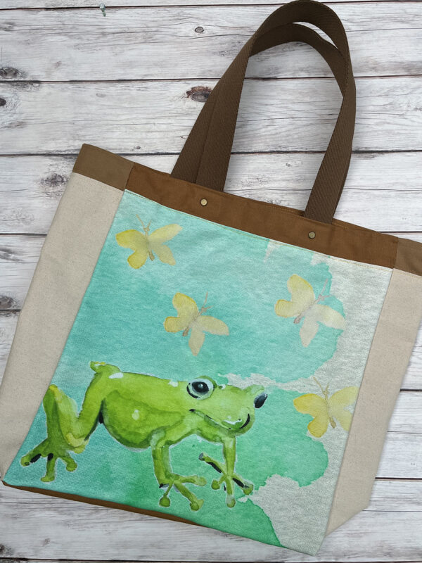Frog Art Canvas Tote Bag Heavy Duty