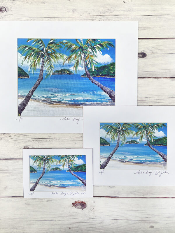 Maho Bay Beach Palm Trees Art Print