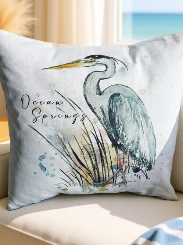 Ocean Springs Coastal Art Outdoor Throw Pillow