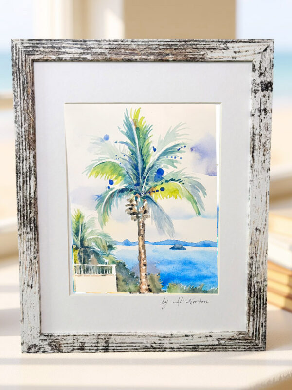 Art Print Royal Palm Watercolor 3 Sizes Matted