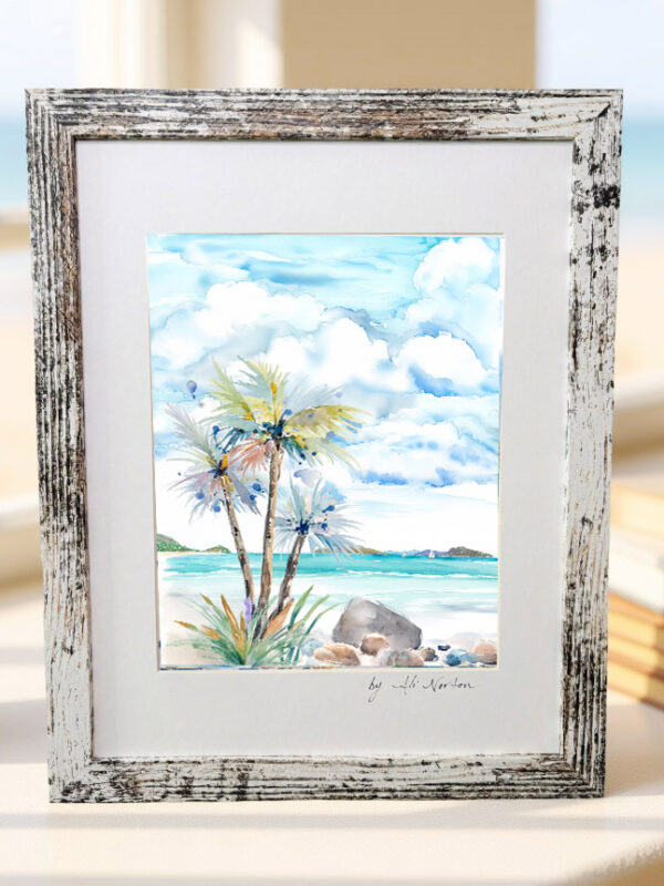 Art Print St. John, US Virgin Islands Watercolor 3 Sizes Matted