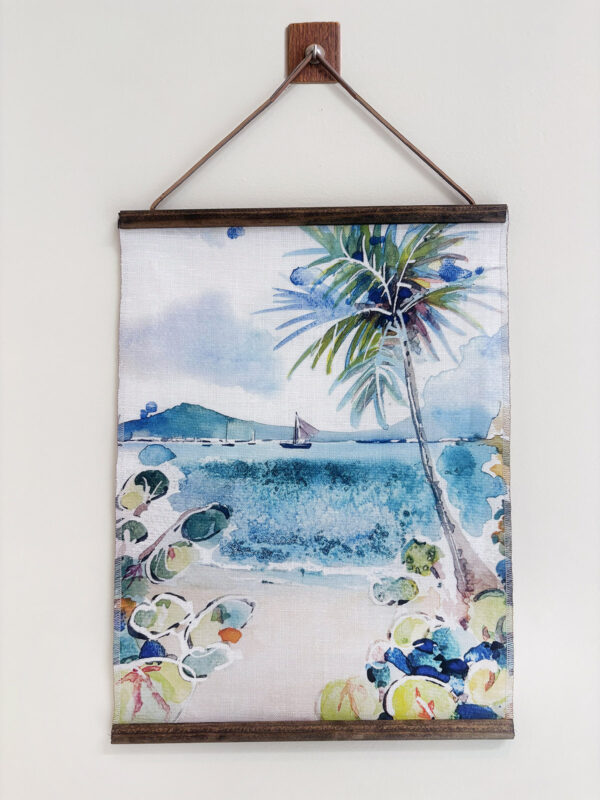 Belgium Linen Wall Art Coral Bay USVI Watercolor
