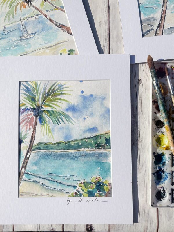 Ali Norton Original St. John Watercolor Cove