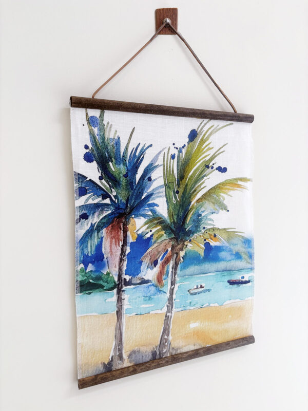 Belgium Linen Wall Art Honeymoon Beach St. John USVI Watercolor