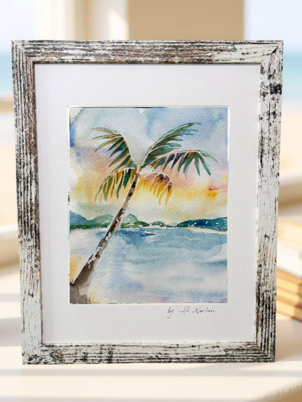 Art Print St. John Sunset Watercolor 4 Sizes Matted