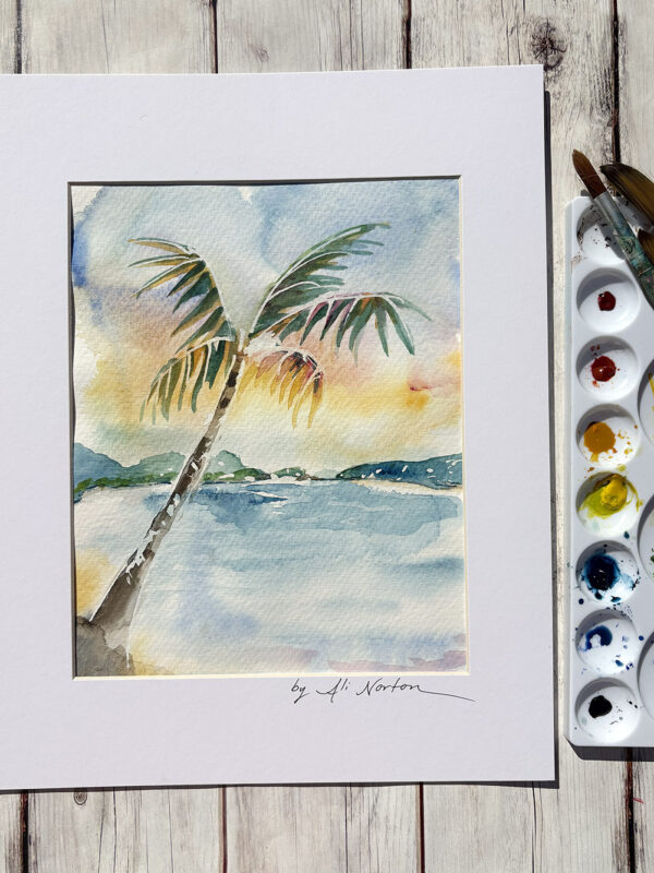 Ali Norton Original St. John Watercolor Sunset