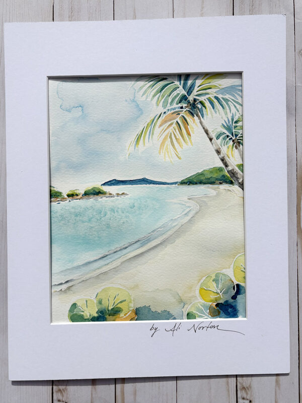 Ali Norton Original St. John Watercolor Trunk Bay Beach