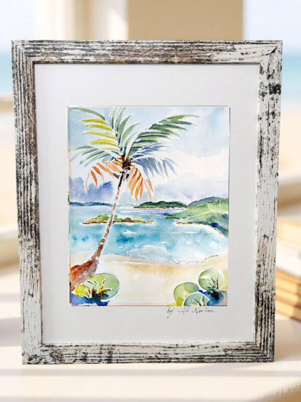 Art Print A Trunk Bay Beach Scene Watercolor 4 Sizes