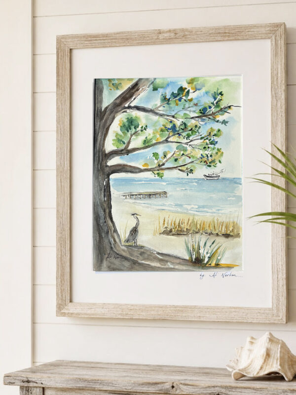Ali Norton Original Gulf Coast Live Oak Heron under Tree