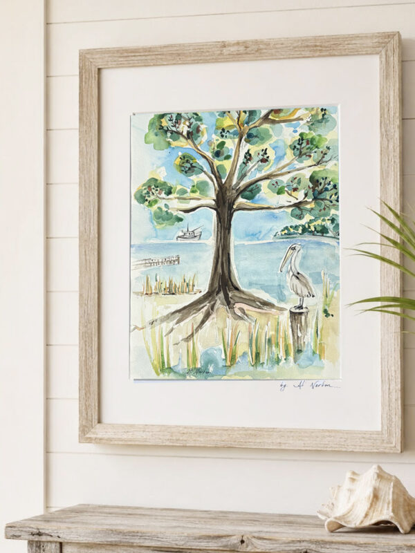 Ali Norton Original Gulf Coast Live Oak Pelican on Post